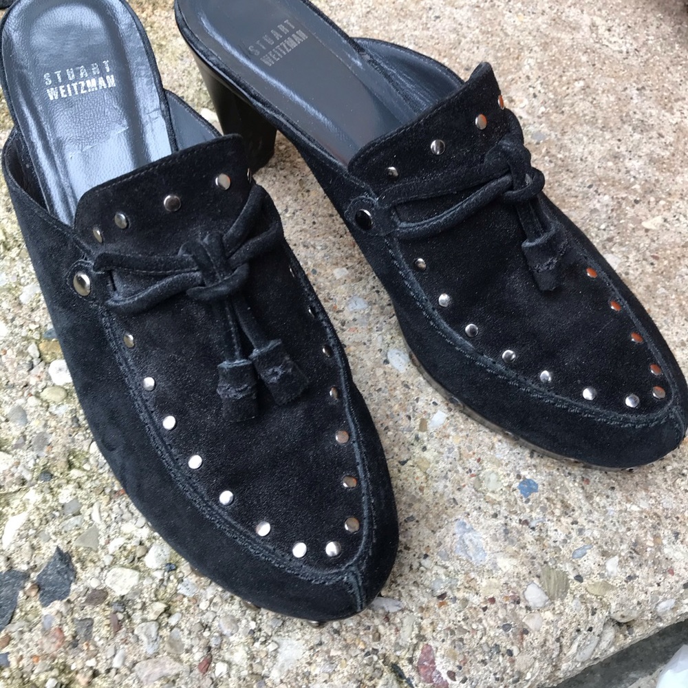 Stuart Weitzman Black Mules with Silver Accents - Picture 2 of 7